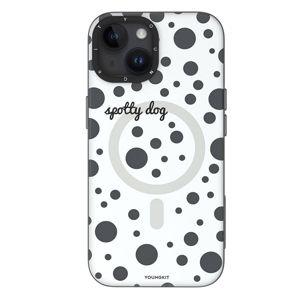 Apple iPhone 14 Uyumlu Kılıf M-safe Şarj Özellikli Polka Dot Desenli Youngkit Spots Serisi Kapak