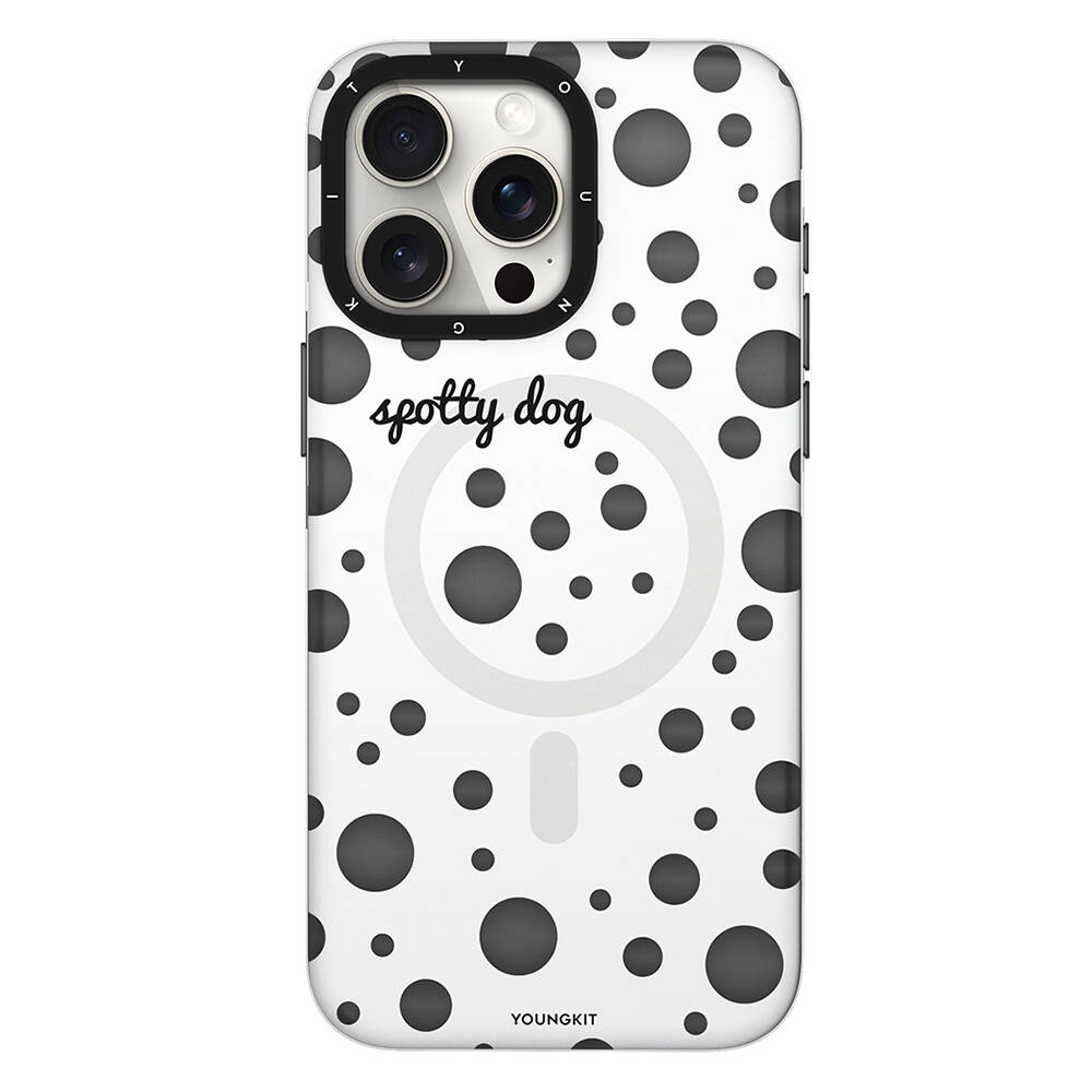 Apple iPhone 14 Pro Max Uyumlu Kılıf M-safe Şarj Özellikli Polka Dot Desenli Youngkit Spots Serisi Kapak