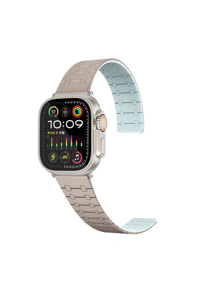 Apple Watch 7 45mm Uyumlu Zore KRD-111 Çizgili Desenli Silikon Kordon