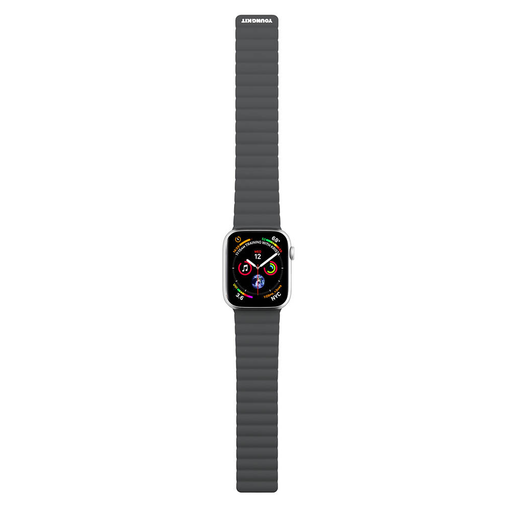 Apple Watch 44mm Uyumlu Kordon Youngkit Classical Magnetik Tak Çıkar Silikon Strap Kayış