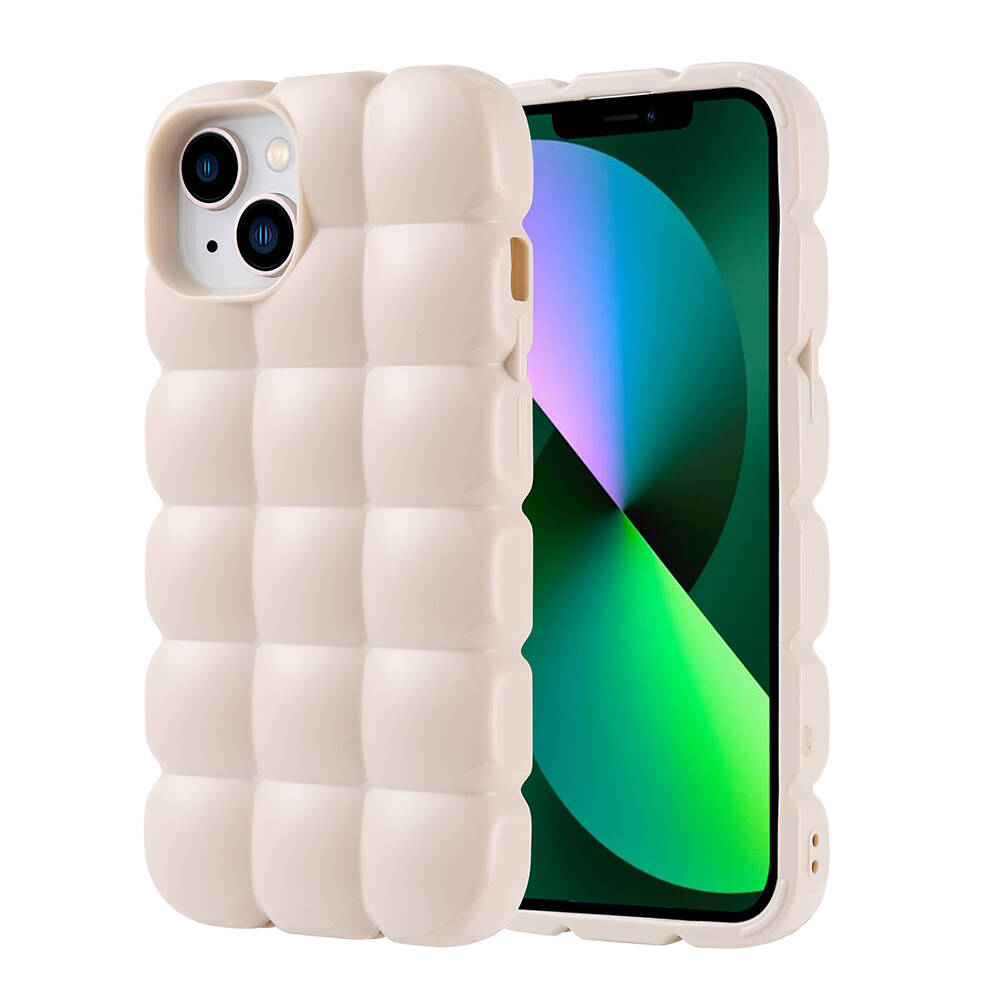 Apple iPhone 14 Uyumlu Kılıf Silikon Parlak Esnek Yumuşak Kabartmalı Zore Dom Dom Kapak