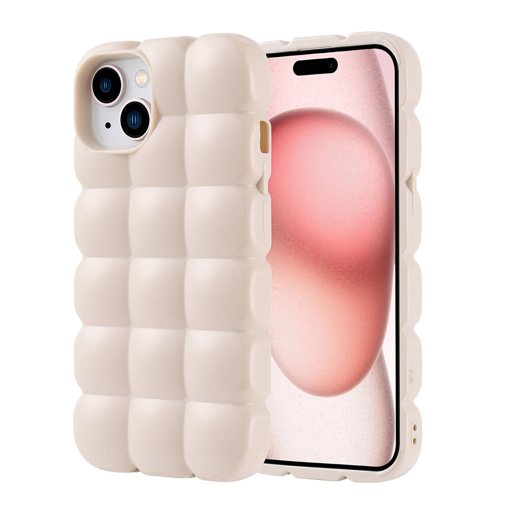 Apple iPhone 15 Uyumlu Kılıf Silikon Parlak Esnek Yumuşak Kabartmalı Zore Dom Dom Kapak