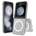 Samsung Galaxy Z Flip 6 Uyumlu Kılıf Magsafe Şarj Özellikli Şeffaf Sert PC Zore Embos Kapak