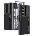 Samsung Galaxy Z Fold 6 Uyumlu Kılıf Kamera Korumalı Karbon Fiber Arka Yüzey Zore Kartlıklı Kıpta Sert Kapak