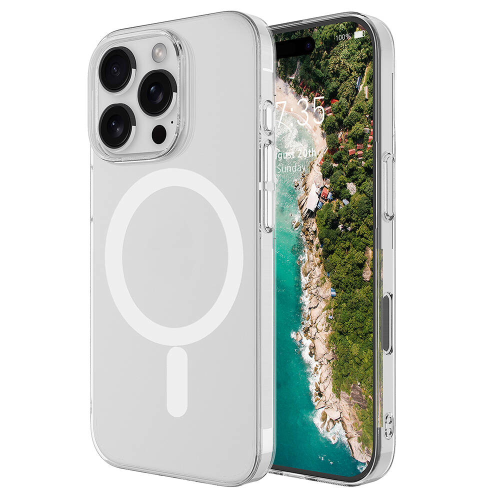 Apple iPhone 16 Pro Max Uyumlu Kılıf Zore M-safe Şarj Özellikli Şeffaf Tek Kamera Çerçeveli Porto Kapak