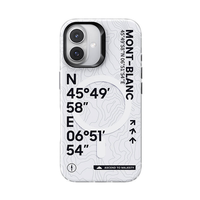 Apple iPhone 16 Plus Uyumlu Kılıf M-safe Şarj Özellikli Koordinat Yazı Desenli Benks Summit Serisi Kapak