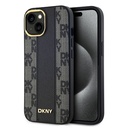 Apple iPhone 15 Plus Uyumlu Kılıf DKNY Orjinal Lisanslı M-safe Şarj Özellikli 3D Yazılı Checkered Pattern Kapak