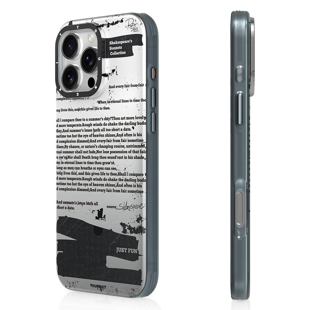 Apple iPhone 16 Pro Uyumlu Kılıf M-safe Şarj Özellikli Youngkit Literary Serisi Shakespeare Kapak