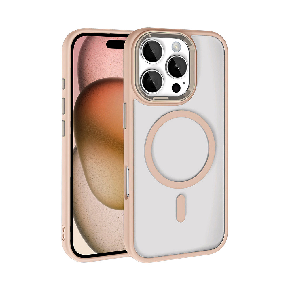 Apple iPhone 16 Pro Uyumlu Kılıf Wireless Şarj Özellikli Zore Krom M-safe Silikon Kapak