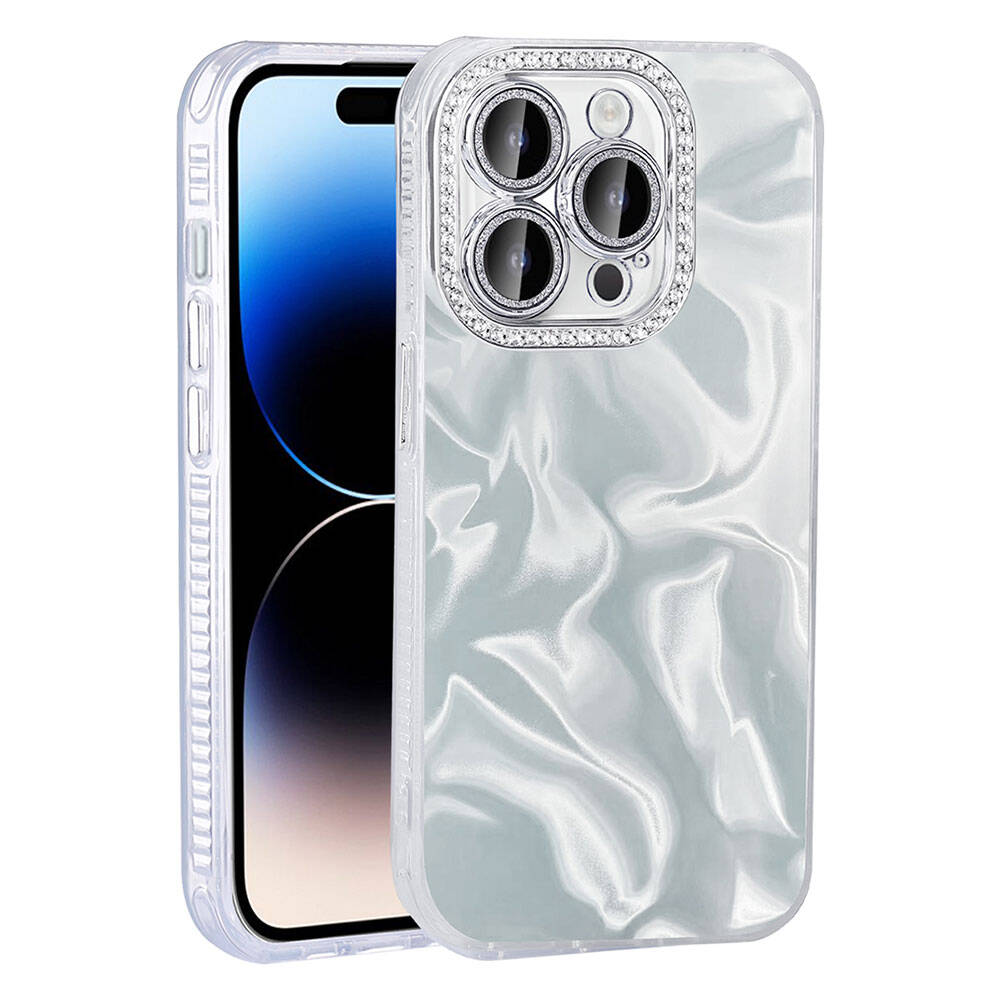 Apple iPhone 15 Pro Max Uyumlu Kılıf Airbagli Parlak Taş Detay Tasarımlı Zore Esila Kapak