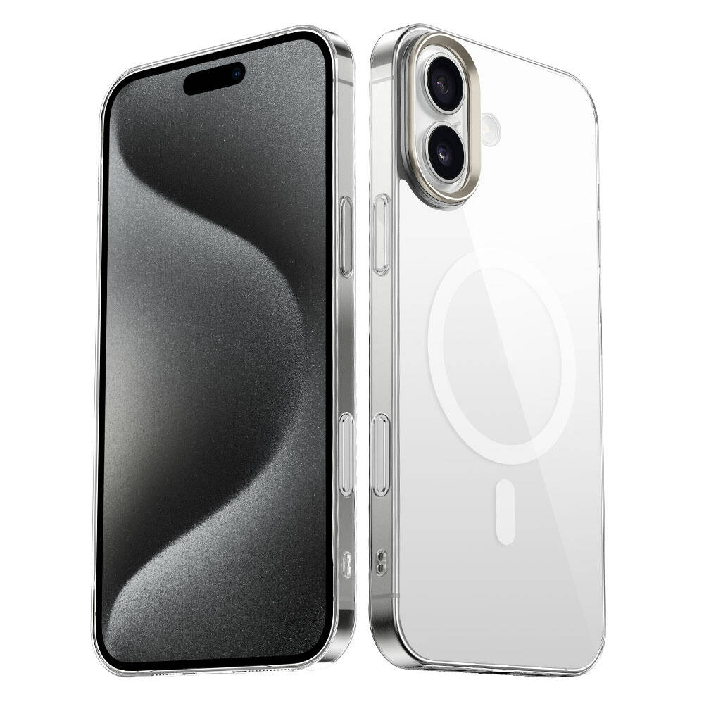 Apple iPhone 16 Uyumlu Kılıf M-safe Şarj Özellikli Şeffaf Cam Arka Yüzey Zore G-Glass Kapak