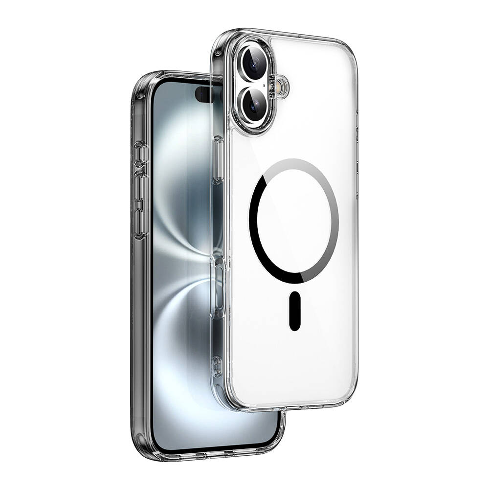Apple iPhone 16 Plus Uyumlu Kılıf Wiwu MCC-101 iShield Pro Serisi M-safe Şarj Özellikli Crystal Sert PC Kapak