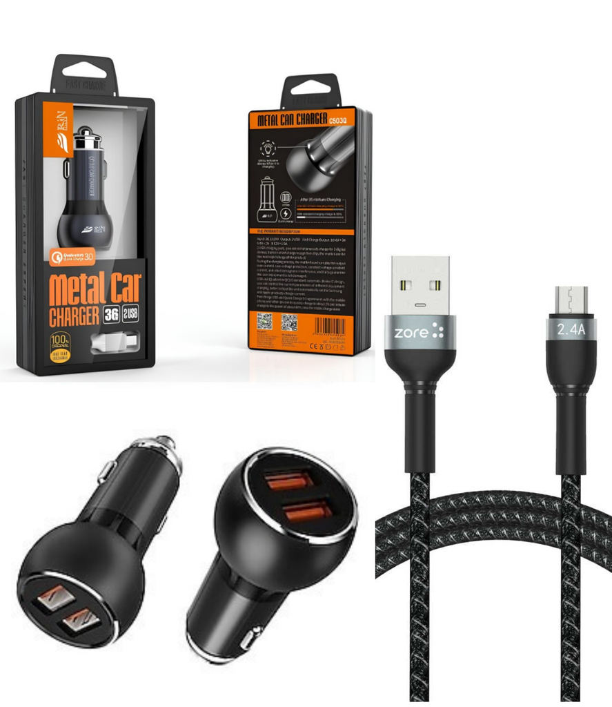 Araç Şarj Cihazı C503Q Micro Hızlı Şarj Özellikli 36 W 2 USB - QC 3.0 Akıllı Metal Şarj Başlığı