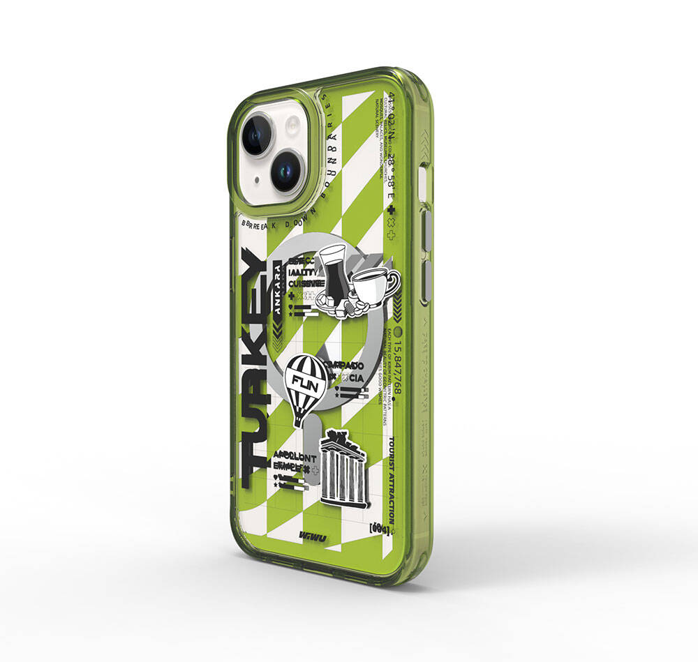 Apple iPhone 15 Uyumlu Kılıf M-safe Şarj Özellikli Desenli Wiwu Turkey A Serisi Kapak