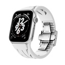 Apple Watch 44mm Uyumlu KRD-127 Metal Tokalı Silikon Kordon