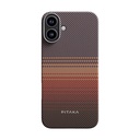 Apple iPhone 16 Plus Uyumlu Kılıf M-safe Şarj Özellikli Aramid Fiber Pitaka Tactile Woven Sunset-Moonrise Serisi Sunset Kapak