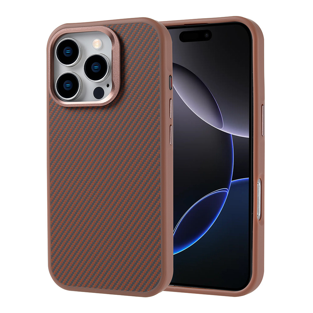 Apple iPhone 16 Pro Uyumlu Kılıf M-safe Şarj Özellikli Karbon Fiber Görünümlü Zore Troy Kapak