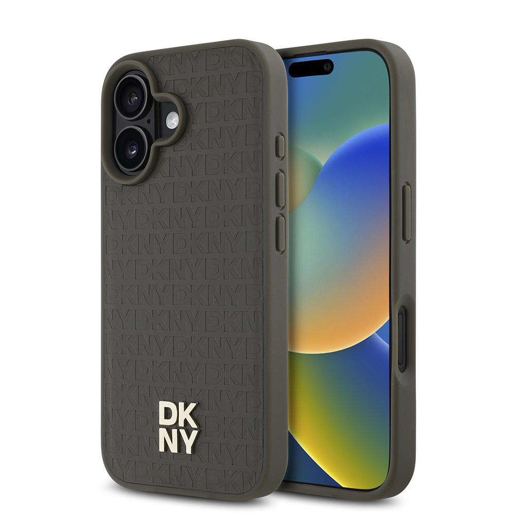 Apple iPhone 16 Plus Uyumlu Kılıf DKNY Orjinal Lisanslı M-safe Şarj Özellikli 3D Yazılı Repeat Pattern Kapak