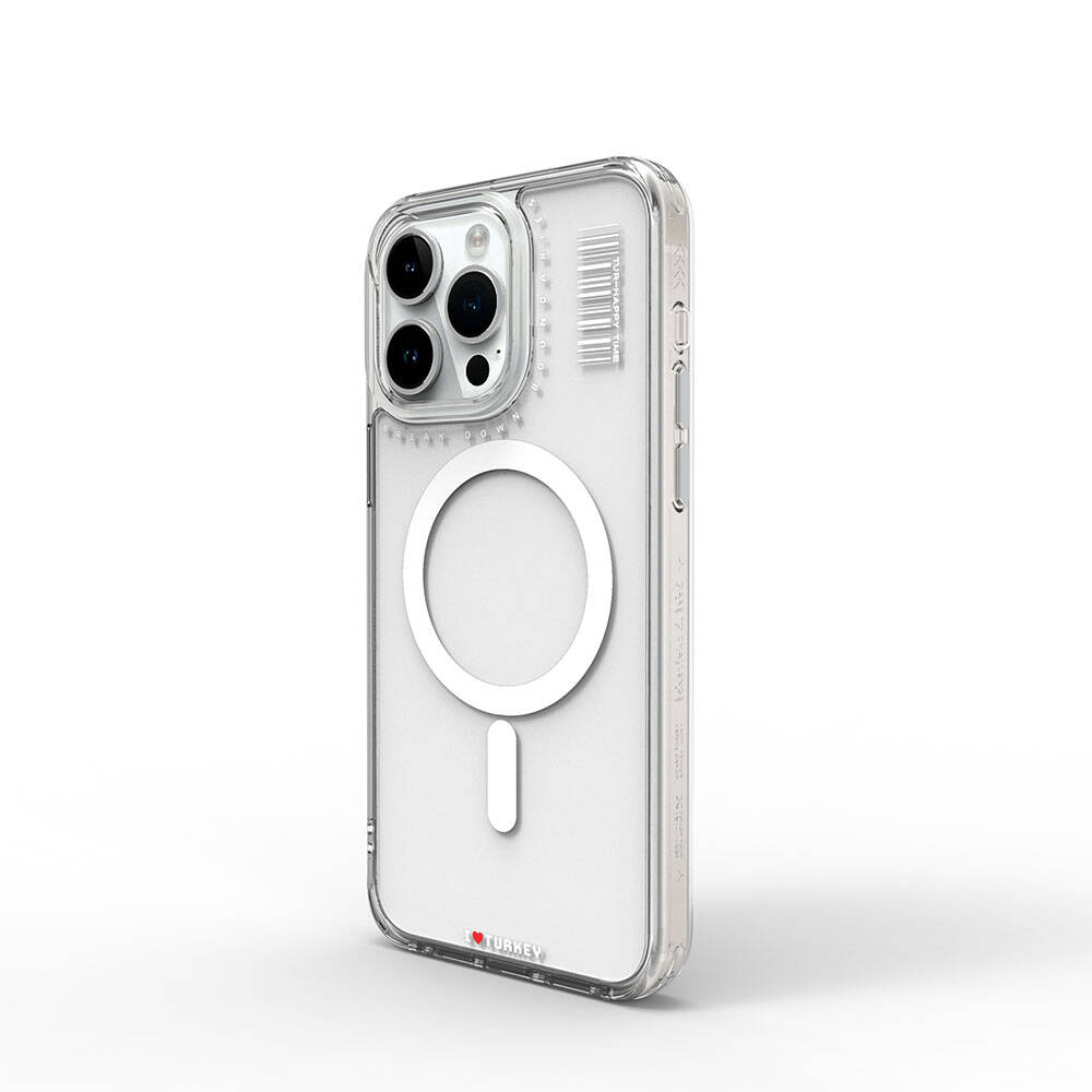Apple iPhone 15 Pro Max Uyumlu Kılıf M-safe Şarj Özellikli Şeffaf Transparan Wiwu Turkey D Serisi Kapak