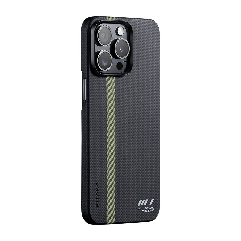 Apple iPhone 15 Pro Max Uyumlu Kılıf M-safe Şarj Özellikli Aramid Fiber Pitaka Tactile Woven Break The Line Kapak