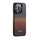Apple iPhone 15 Pro Uyumlu Kılıf M-safe Şarj Özellikli Aramid Fiber Pitaka Tactile Woven Sunset-Moonrise Serisi Sunset Kapak