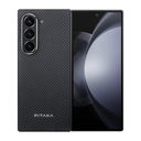 Samsung Galaxy Z Fold 6 Uyumlu Kılıf M-safe Şarj Özellikli 600D Aramid Fiber Pitaka Ultra-Slim Classic Serisi Black-Grey Twill Kapak