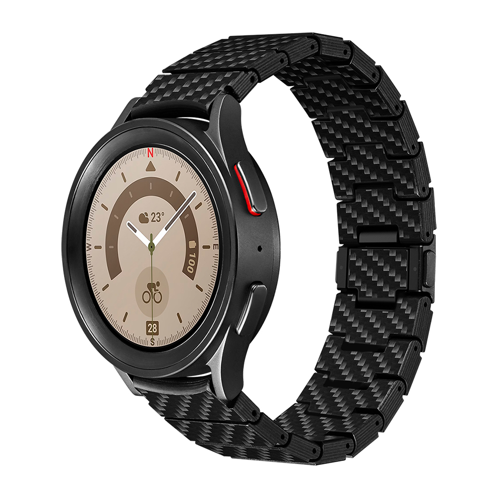 Samsung Galaxy Watch 6 Classic 43mm Uyumlu Karbon Fiber Pitaka Modern Serisi Black-Grey Twill Kordon