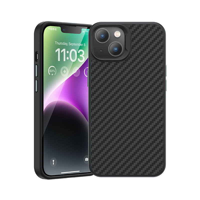 Apple iPhone 14 Plus Uyumlu Kılıf Karbon Fiber M-safe Şarj Özellikli Benks Hybrid ArmorPro 1500D Kevlar Kapak