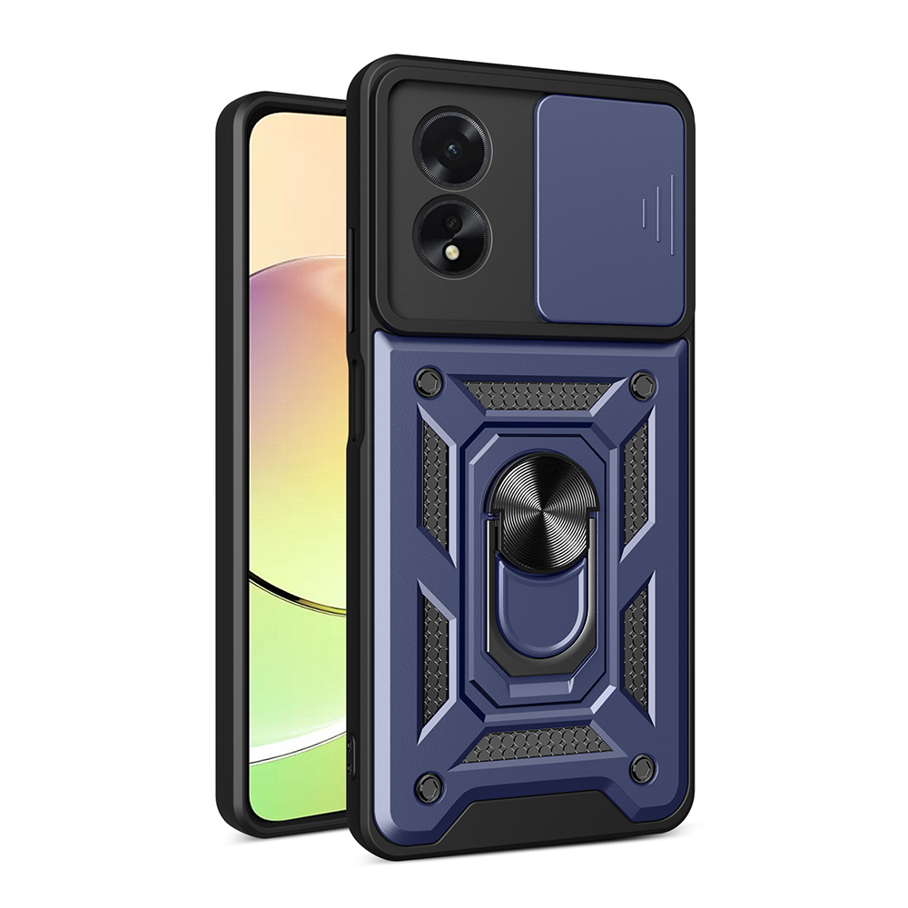 Oppo A38 Uyumlu Kılıf Magnetik Standlı Kamera Korumalı Zore Sürgülü Vega Kapak