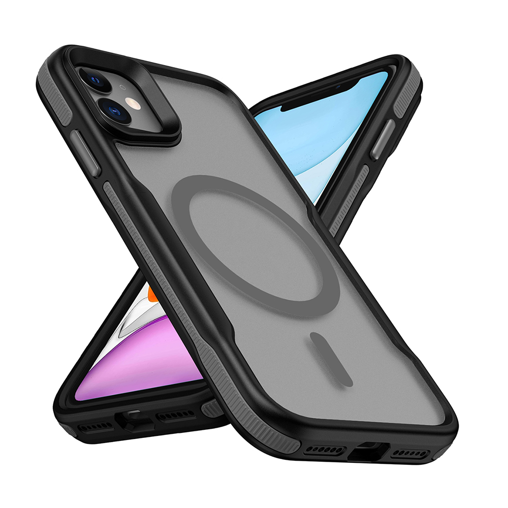 Apple iPhone 11 Uyumlu Kılıf M-safe Şarj Özellikli Renkli Kenar Airbag Şeritli Zore Lamer Kapak