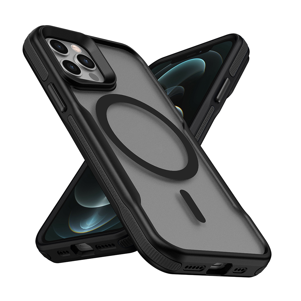 Apple iPhone 12 Pro Max Uyumlu Kılıf M-safe Şarj Özellikli Renkli Kenar Airbag Şeritli Zore Lamer Kapak