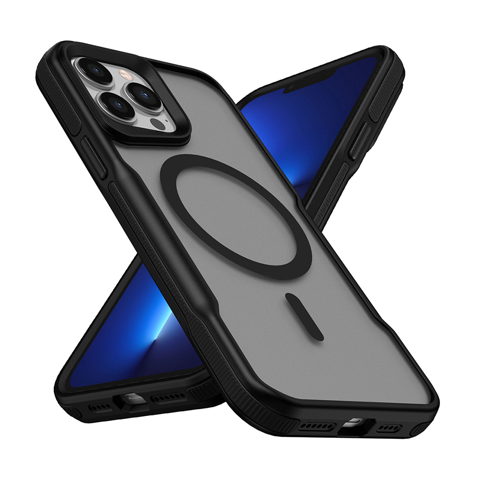 Apple iPhone 13 Pro Max Uyumlu Kılıf M-safe Şarj Özellikli Renkli Kenar Airbag Şeritli Zore Lamer Kapak