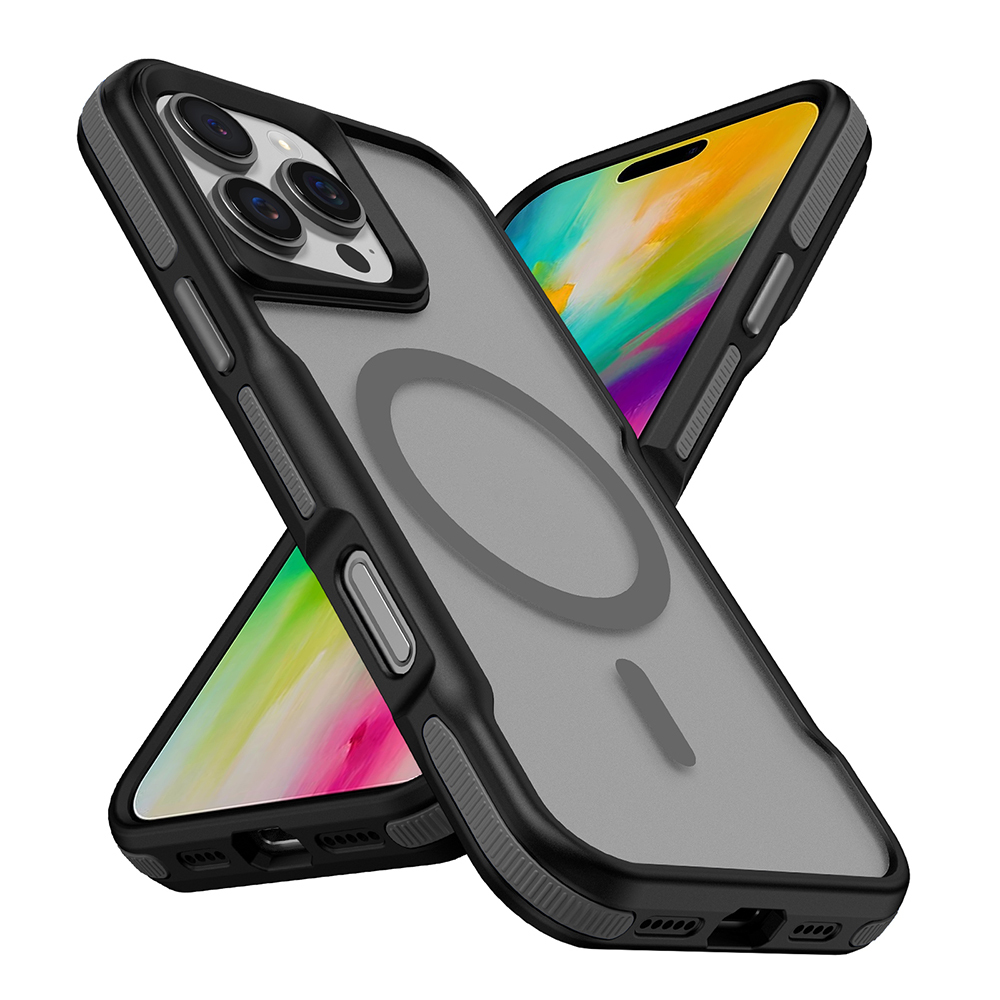 Apple iPhone 16 Pro Max Uyumlu Kılıf M-safe Şarj Özellikli Renkli Kenar Airbag Şeritli Zore Lamer Kapak