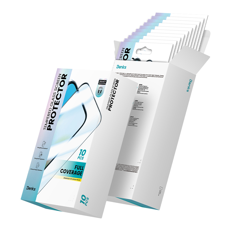 Apple iPhone 16 Pro Uyumlu Hidrofobik Ve Oleofobik Özellikli Benks 0.3mm Privacy Air Shield Ekran Koruyucu 10'lu Paket
