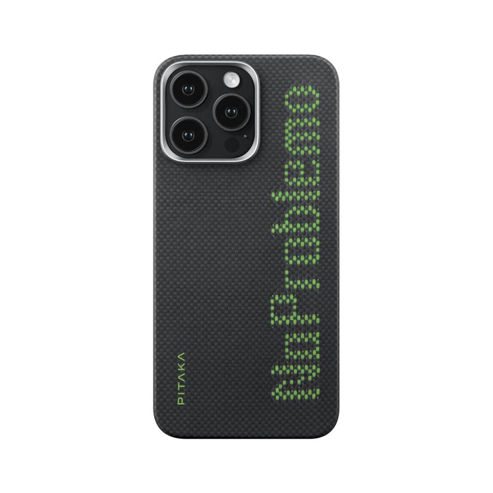 Apple iPhone 15 Pro Uyumlu Kılıf M-safe Şarj Özellikli Lumintex Teknolojili Fosforlu Aramid Fiber Pitaka Tactile Woven Aries Serisi Kapak