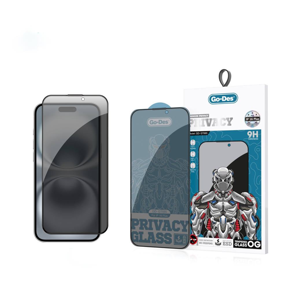 Apple iPhone 16 Plus Uyumlu Go Des 9D Full Cover Privacy Temperli Cam Ekran Koruyucu