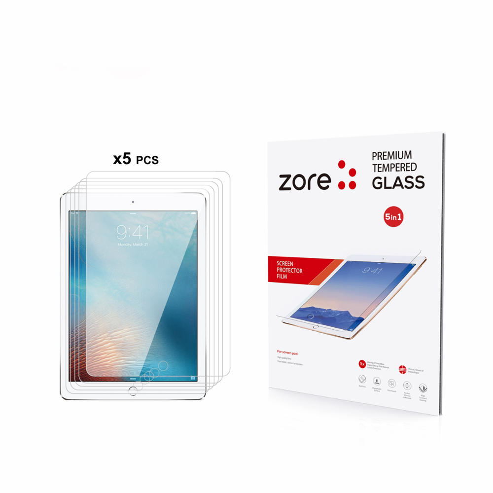 Apple iPad 9.7 2017 Uyumlu (5.Nesil) Zore 5in1 Tablet Temperli Cam Ekran Koruyucu