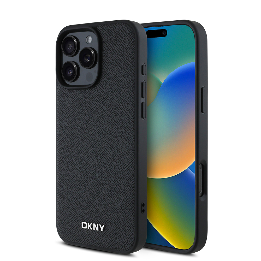 Apple iPhone 16 Pro Max Uyumlu Kılıf DKNY Orjinal Lisanslı M-safe Şarj Özellikli Metal Logolu PU Deri Grained Kapak