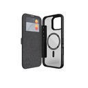 Apple iPhone 16 Pro Uyumlu Kılıf M-safe Şarj Özellikli Vegan Deri Tasarımlı Şeffaf Arka Yüzey Kartlıklı Raptic Urban Folio Serisi Kapak