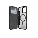 Apple iPhone 16 Uyumlu Kılıf M-safe Şarj Özellikli Vegan Deri Tasarımlı Şeffaf Arka Yüzey Kartlıklı Raptic Urban Folio Serisi Kapak