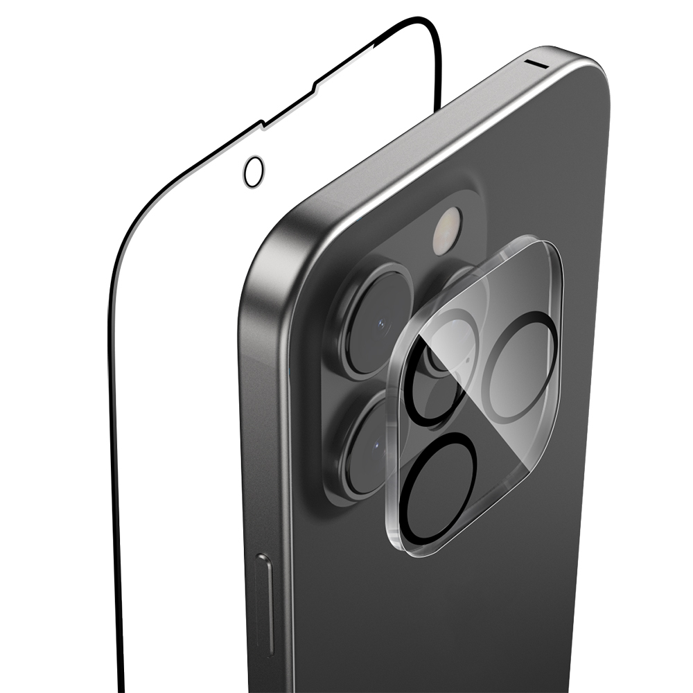 Apple iPhone 16 Pro Max Uyumlu Raptic 2in1 Temperli Ekran Koruyucu + Lens Koruyucu Set