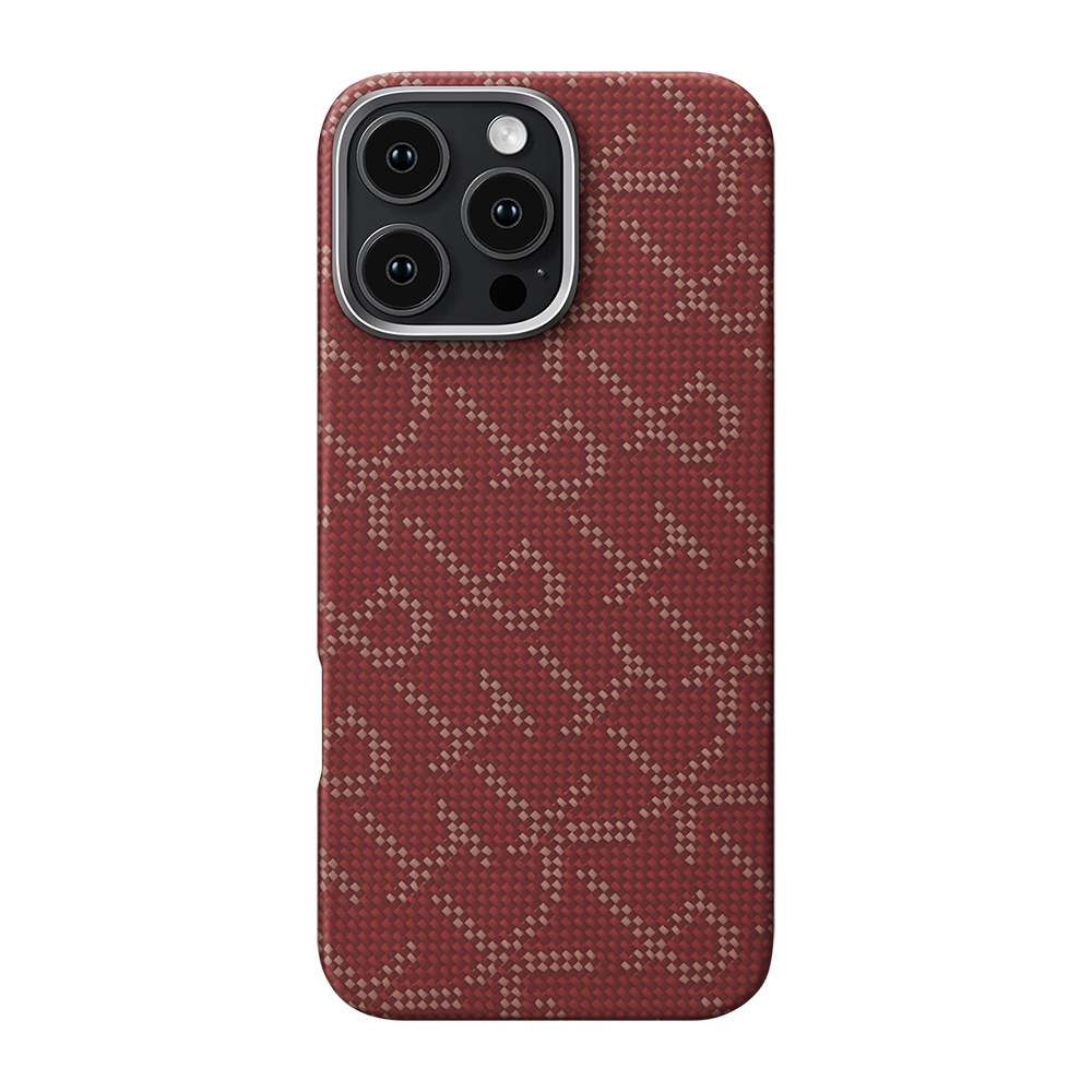 Apple iPhone 16 Pro Max Uyumlu Kılıf M-safe Şarj Özellikli Aramid Fiber Pitaka Tactile Woven Monogram Serisi Kapak