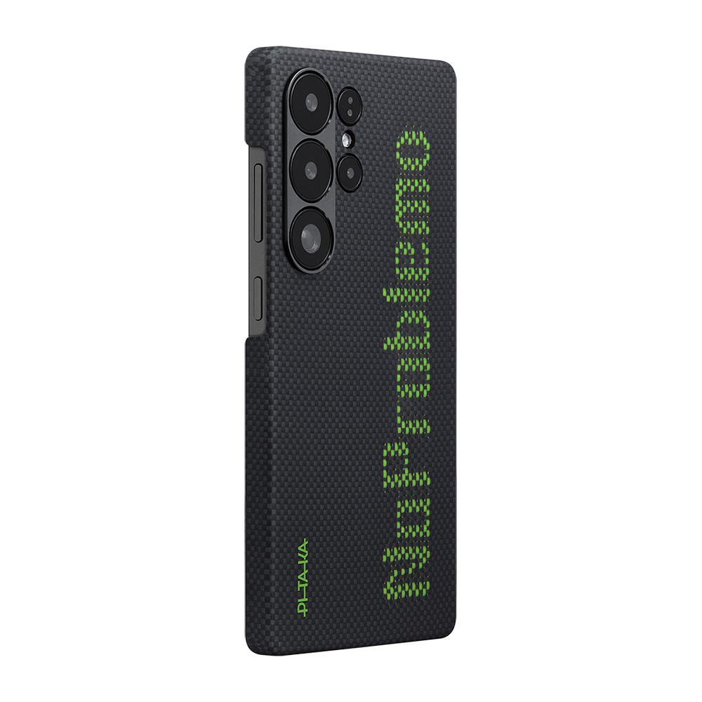 Samsung Galaxy S25 Ultra Uyumlu Kılıf M-safe Şarj Özellikli Lumintex Teknolojili Fosforlu Aramid Fiber Pitaka Tactile Woven Aries Serisi Kapak