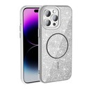 Apple iPhone 14 Pro Max Uyumlu Kılıf M-safe Şarj Özellikli Parlayan Simli Zore Okso Kapak