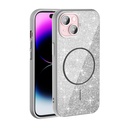 Apple iPhone 15 Uyumlu Kılıf M-safe Şarj Özellikli Parlayan Simli Zore Okso Kapak