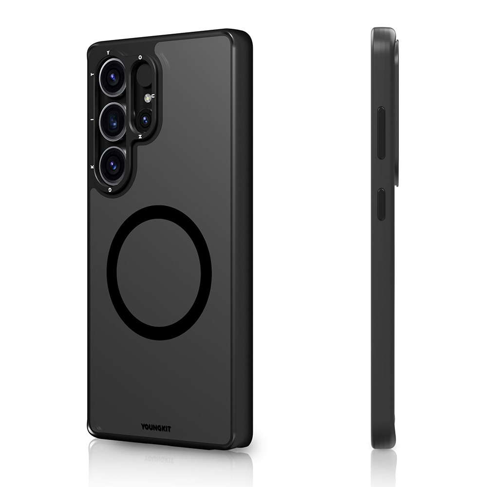 Samsung Galaxy S25 Ultra Uyumlu Kılıf M-safe Şarj Özellikli Cam Arka Yüzey TPU Youngkit Gemstone Serisi Kapak