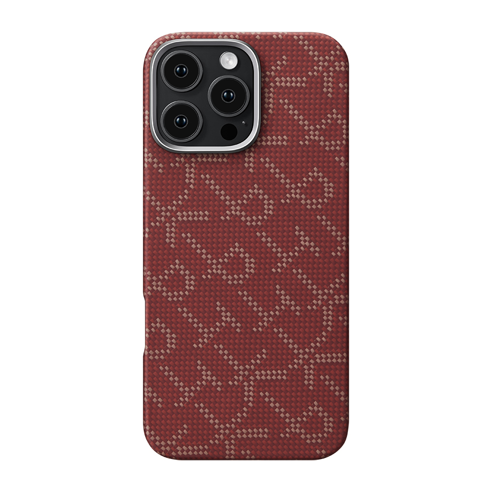 Apple iPhone 16 Pro Uyumlu Kılıf M-safe Şarj Özellikli Aramid Fiber Pitaka Tactile Woven Monogram Serisi Kapak