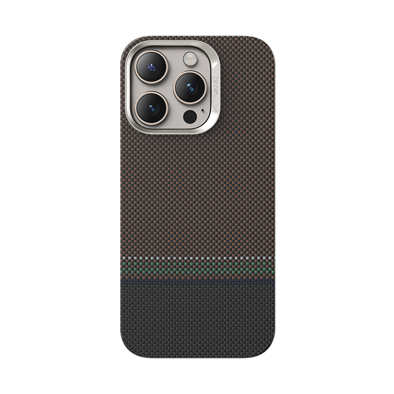 Apple iPhone 15 Pro Uyumlu Kılıf M-safe Şarj Özellikli Karbon Fiber Tasarımlı Benks Prestige ArmorAir Kevlar Kapak