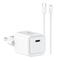 Recci RC65E Hızlı Şarj Başlığı Type-C to Lightning PD 20W Kablolu Şarj Seti