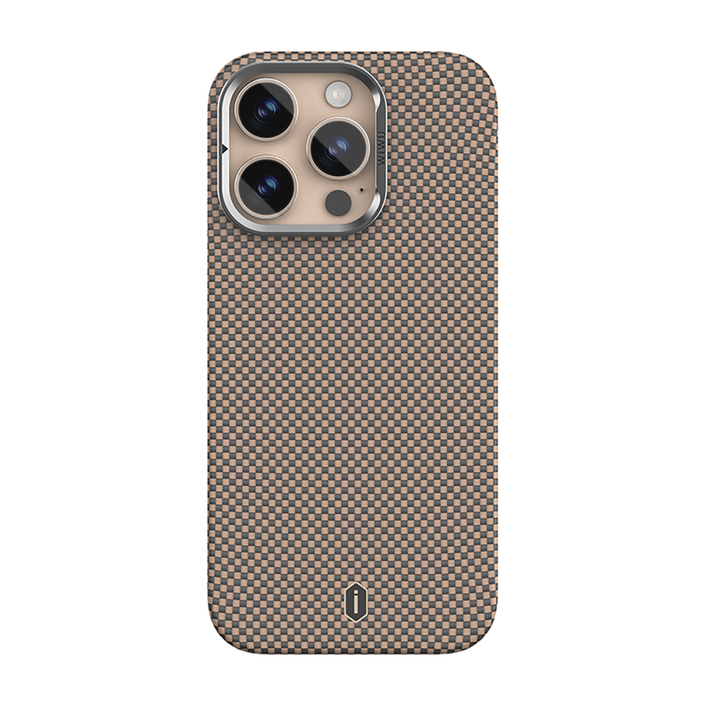 Apple iPhone 16 Pro Uyumlu Kılıf Wiwu DCC-208 M-safe Şarj Özellikli Kamera Standlı Aramid Fiber Tasarım Kevlar Kapak